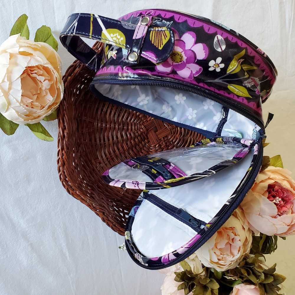 Vera Bradley Floral Nightingale Hatbox Cosmetic Travel Case Blue Bird NWOT